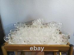 Vintage Smith Glass Daisy and Button Clear Punch Bowl Set! COMPLETE SET