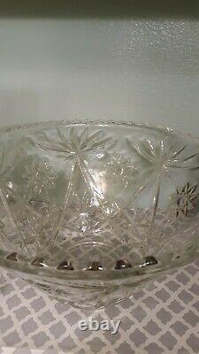 Vintage Star of David Crystal Punch Bowl Set with 11 cups Ladle