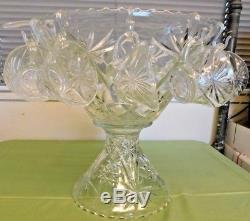 Vintage Star of David Crystal Punch Bowl Set with 12 cups and Ladle