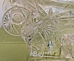 Vintage Star of David Crystal Punch Bowl Set with 12 cups and Ladle