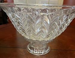 Vintage The Jeannette Glass Co Feather Crystal PunchBowl 39 Piece Set EUC