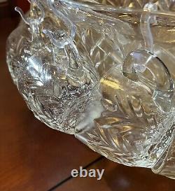 Vintage The Jeannette Glass Co Feather Crystal PunchBowl 39 Piece Set EUC