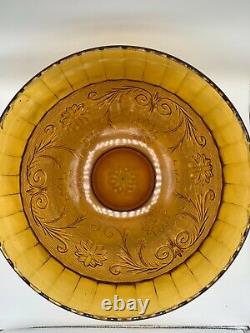 Vintage Tiara Glass Co. 1970's Amber Sandwich Pattern Punch Bowl with 12 Cups