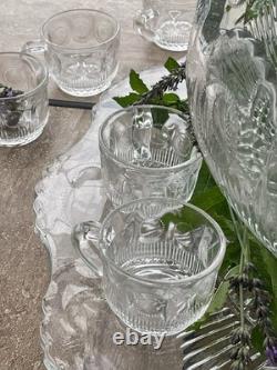 Vintage Tiffin Franciscan Bullseye Punch Bowl, Huge Plate, & 15 Cups. 30lbs