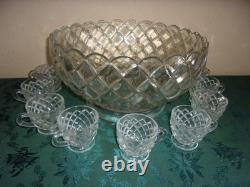 Vintage Tiffin Franciscan WILLIAMSBURG Punch Bowl Set #308 Punch Bowl & 9 Cups