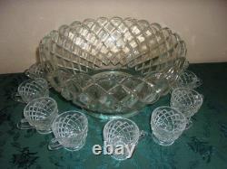 Vintage Tiffin Franciscan WILLIAMSBURG Punch Bowl Set #308 Punch Bowl & 9 Cups