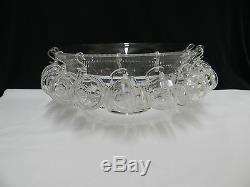 Vintage Tiffin King's Crown Thumbprint Clear Punch Set (1 Bowl, 12 Cups) MINT