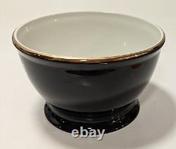 Vintage Tom & Jerry Black with Gold Gilt Punch Bowl Set by Hall Pottery, 12 Cups