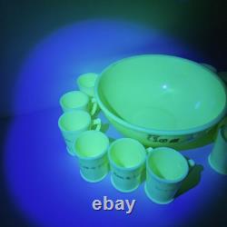 Vintage Tom & Jerry Custard Glass McKee Punch Bowl Set & 12 Mugs Glows