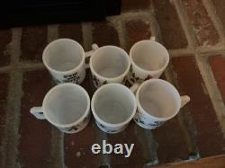 Vintage Tom Jerry Glass Ski Skier Punch Bowl Set Bowl 6 Mugs Cups Hazel Atlas