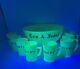 Vintage Tom & Jerry McKee Custard Glass Punch Bowl Set & 8 Mugs Glows