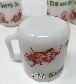 Vintage Tom and Jerry Holiday Milk Glass Punch Bowl Set Hazel Atlas Gift Idea