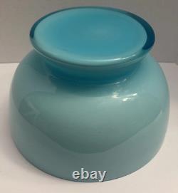 Vintage Turquoise Cased Glass Punch Bowl With 9 Cups And Ladel Read Description