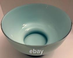 Vintage Turquoise Cased Glass Punch Bowl With 9 Cups And Ladel Read Description