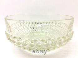 Vintage Used Clear Pressed Glass Spiked Design Large Serving Punch Bowl