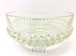 Vintage Used Clear Pressed Glass Spiked Design Large Serving Punch Bowl