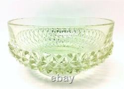 Vintage Used Clear Pressed Glass Spiked Design Large Serving Punch Bowl