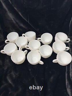 Vintage VTG 13pc Thatcher McKee Concord White Milk Glass Punch Bowl Set 12 Cups