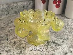 Vintage Vaseline Uranium Westmoreland Glass Childs Toy Mini Punch Bowl & 6 Cups