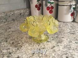 Vintage Vaseline Uranium Westmoreland Glass Childs Toy Mini Punch Bowl & 6 Cups