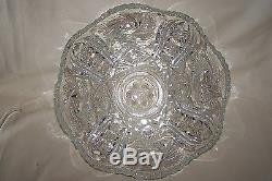 Vintage Very Detailed Large Glass Punch Bowl Set Underplate Cups Ladle Unknown