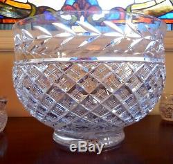 Vintage Waterford Crystal Punch Bowl Set & 13 Crystal Cups Mugs