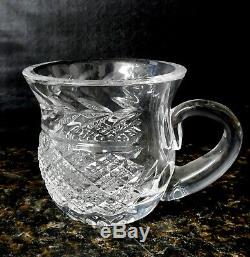 Vintage Waterford Crystal Punch Bowl Set & 13 Crystal Cups Mugs