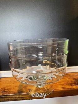 Vintage West Virginia Glass Specialty Co. Bamboo Pattern Crystal Punch Bowl