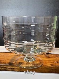 Vintage West Virginia Glass Specialty Co. Bamboo Pattern Crystal Punch Bowl