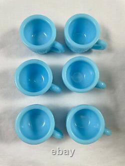 Vintage Westmoreland Blue Milk Glass Miniature Punch Bowl Set ACTUALLY RARE 7 pc