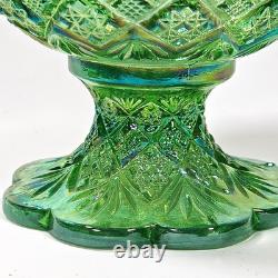 Vintage Westmoreland Iridescent Green Thumbelina Glass Mini Punch Bowl Set RARE