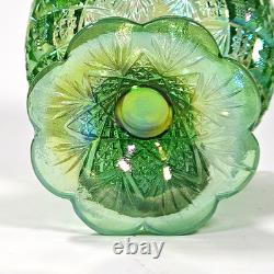 Vintage Westmoreland Iridescent Green Thumbelina Glass Mini Punch Bowl Set RARE