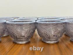 Vintage Westmoreland Lilac Opalescent Glass Fruit Pattern Punch Bowl with 12 Cups