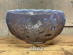 Vintage Westmoreland Lilac Opalescent Glass Three Fruits Pattern 10 Punch Bowl