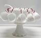 Vintage Westmoreland Milk Glass Grape Punch Bowl and 12 Cups With Ladle & Hooks