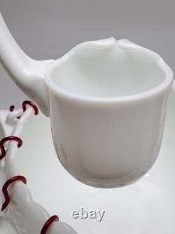 Vintage Westmoreland Milk Glass Grape Punch Bowl and 12 Cups With Ladle & Hooks