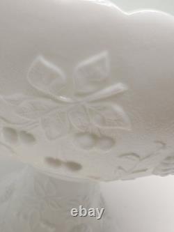 Vintage Westmoreland Milk Glass Grape Punch Bowl and 12 Cups With Ladle & Hooks