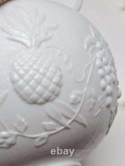 Vintage Westmoreland Milk Glass Grape Punch Bowl and 12 Cups With Ladle & Hooks