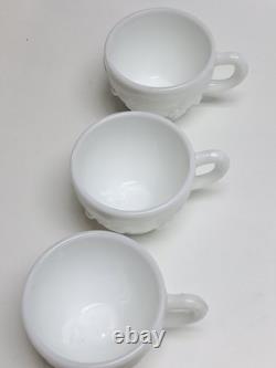 Vintage Westmoreland Milk Glass Grape Punch Bowl and 12 Cups With Ladle & Hooks