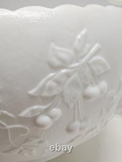 Vintage Westmoreland Milk Glass Grape Punch Bowl and 12 Cups With Ladle & Hooks