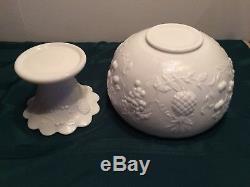 Vintage Westmoreland Milk Glass Punch Bowl Pedestal Set with 12 Cups