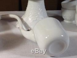 Vintage Westmoreland Milk Glass Punch Bowl Set with 10 Cups and Ladle