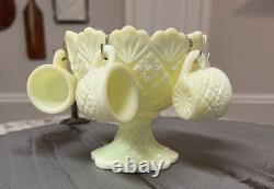 Vintage Westmoreland Thumbelina Custard Glass? Childs Punch Bowl Set