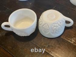 Vintage Westmoreland milk glass punch bowl and cup set. 12 cups