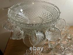 Vintage Wexford39 Piece Punch Bowl Set18 Cups & Hangers1 Ladle Anchor Hocking