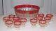 Vintage Whitehall Colony Ruby Flashed Punch Bowl Set with 12 Pedestal Cups