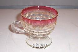 Vintage Whitehall Colony Ruby Flashed Punch Bowl Set with 12 Pedestal Cups