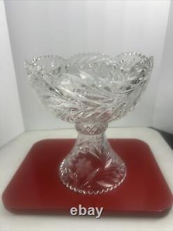 Vintage XL Beautiful Cut Crystal Punch Bowl & Pedestal 2 Pieces 12 Tall 12 lbs