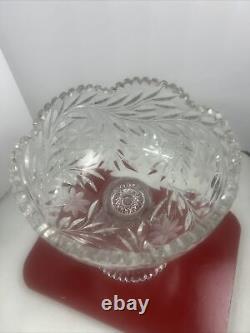 Vintage XL Beautiful Cut Crystal Punch Bowl & Pedestal 2 Pieces 12 Tall 12 lbs