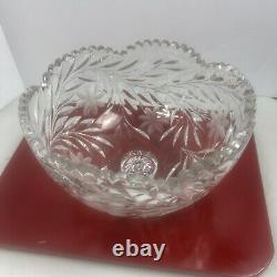 Vintage XL Beautiful Cut Crystal Punch Bowl & Pedestal 2 Pieces 12 Tall 12 lbs